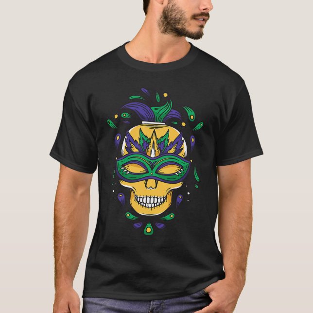 Camiseta Mardi Gras Mask Skeleton Carnival Costume Festival (Anverso)