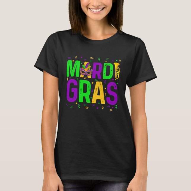 Camiseta Mardi Gras Men Womens Cute Mask Mardi Gras Beads (Anverso)