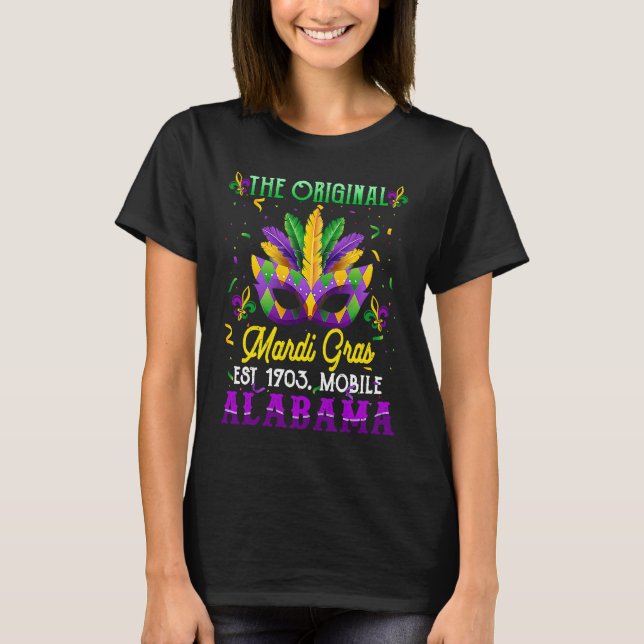 Camiseta Mardi Gras Mobile  Alabama 1703 Mardi Gras Costume (Anverso)