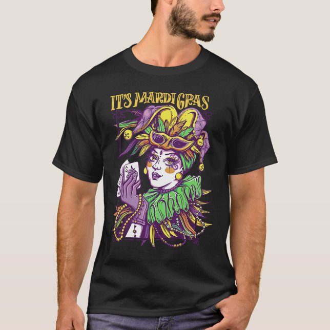 CAMISETA MARDI GRAS MUJER JESTER CARD FIESTA NEW ORLEANS 20 (Anverso)