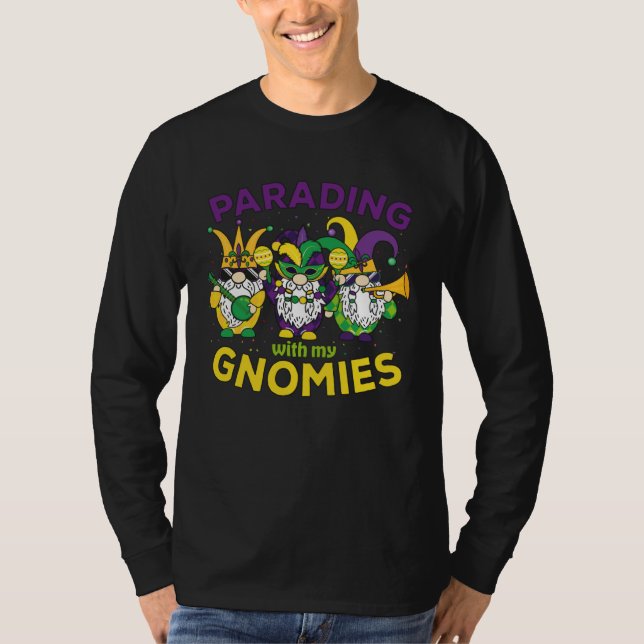 Camiseta Mardi Gras Music Gnomes Parading With My Gnomies C (Anverso)