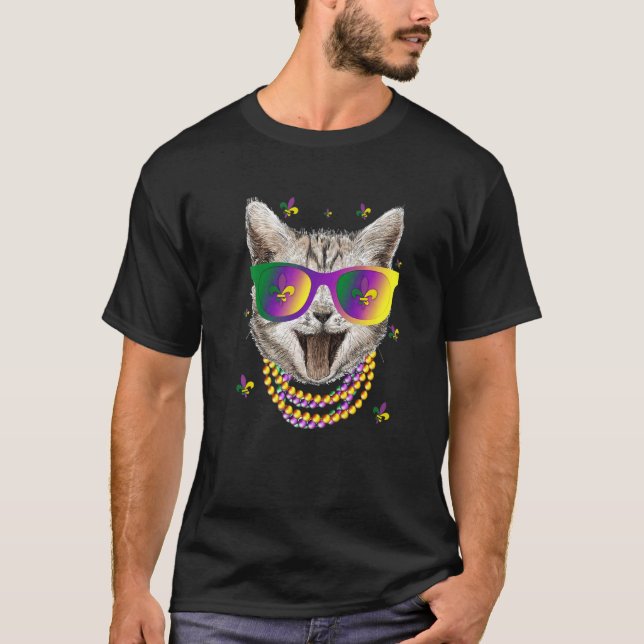 Camiseta Mardi Gras New Orleans Funny Cat Mask Premium (Anverso)