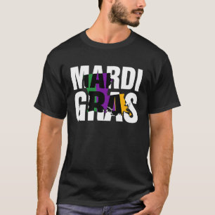 Camiseta Mardi Gras New Orleans Louisiana Mapa de Carnaval 