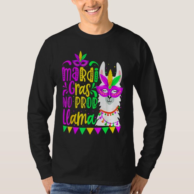 Camiseta Mardi Gras No Prob Llama Alpaca Funny Carnival Cos (Anverso)