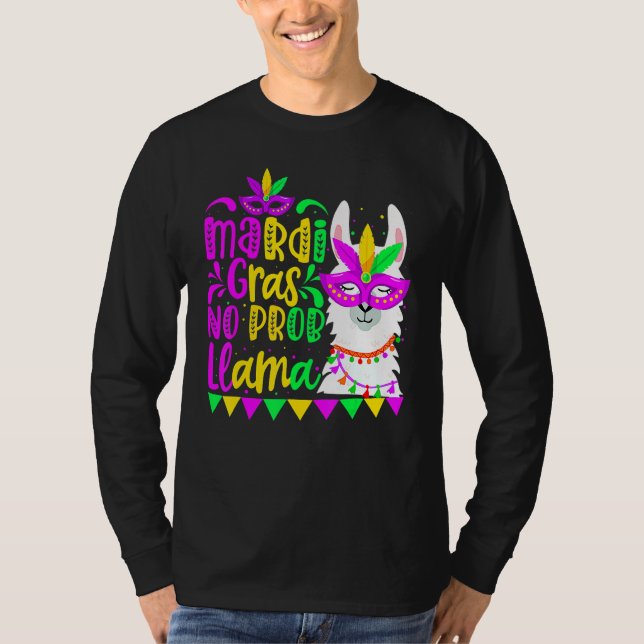 Camiseta Mardi Gras No Prob Llama Alpaca Funny Carnival Cos (Anverso)