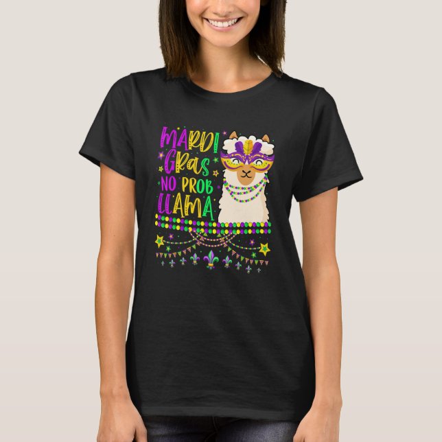 Camiseta Mardi Gras No Prob Llama Alpaca Funny Carnival Cos (Anverso)
