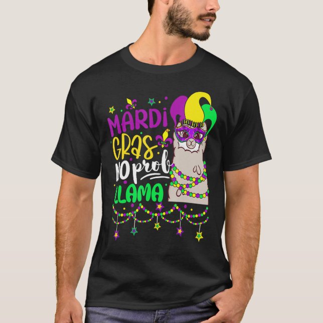 Camiseta Mardi Gras No Prob Llama Alpaca Funny Carnival Cos (Anverso)