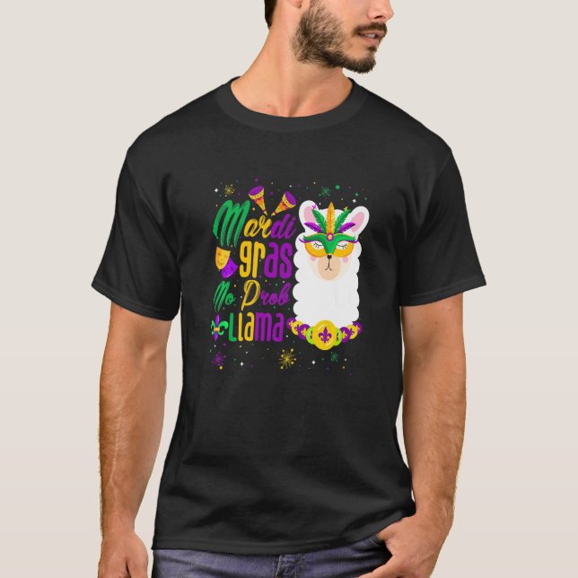 Camiseta Mardi Gras No Prob Llama Funny Mardi Gras Carnival (Anverso)