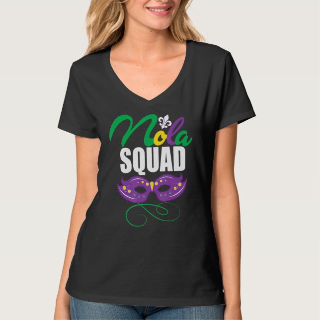 Camiseta Mardi Gras Nola Squad Group New Orleans Louisiana (Anverso)