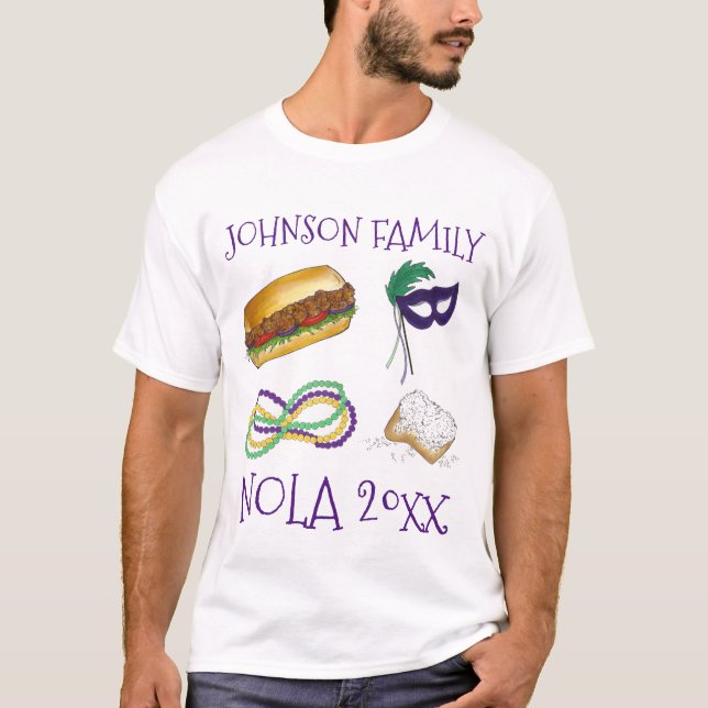 Camiseta Mardi Gras NOLA Viaje de vacaciones para familias  (Anverso)