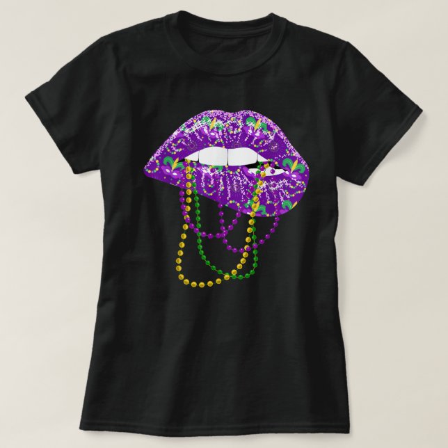 Camiseta Mardi Gras para las mujeres Limpen con el disfraz  (Diseño del anverso)