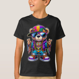 Camiseta Mardi Gras para niños moda masculina Hip Hop oso l