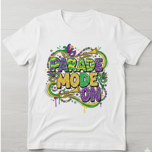Camiseta Mardi Gras Parade Mode On T-Shirt - Retro Gold Gli (Subido por el creador)