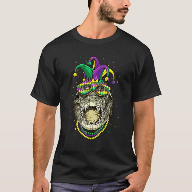 Camiseta Mardi Gras Party Carnival Jester Crocodile Alligat (Anverso)
