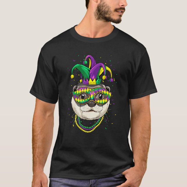 Camiseta Mardi Gras Party Carnival Jester Otter Animal Otte (Anverso)