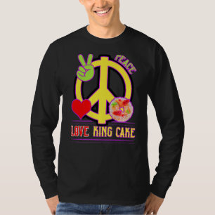 Camiseta Mardi Gras Peace Love King Cake Colorous Mardi Gra