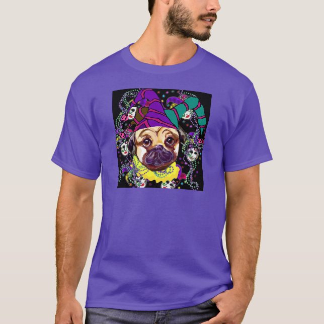 CAMISETA MARDI GRAS PUG (Anverso)