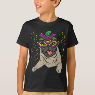 Camiseta Mardi Gras Pug Fiesta del Carnaval Mascota Perro L