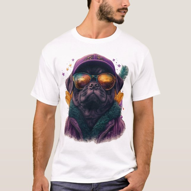 Camiseta Mardi Gras Pug Vibrante festivo (Anverso)