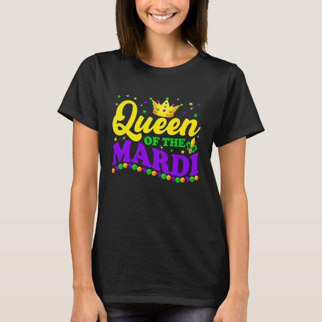 Camiseta Mardi Gras Queen Crow  Mardi Gras Beads Carnival O (Anverso)
