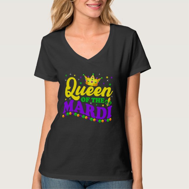 Camiseta Mardi Gras Queen Crow  Mardi Gras Beads Carnival O (Anverso)
