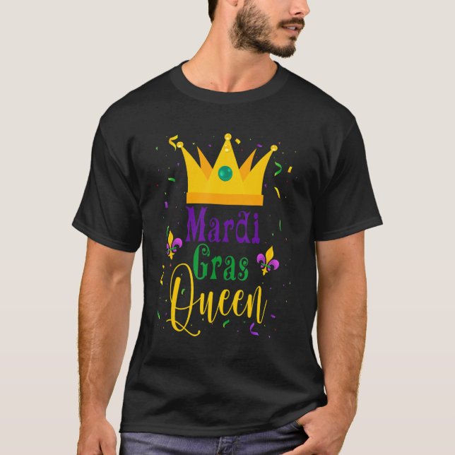 Camiseta Mardi Gras Queen Crown Mask Desfile Mardi Cute Gra (Anverso)