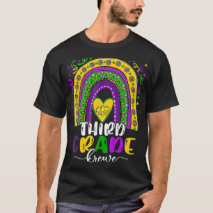 Camiseta Mardi Gras Rainbow Teacher Krewe de tercer grado