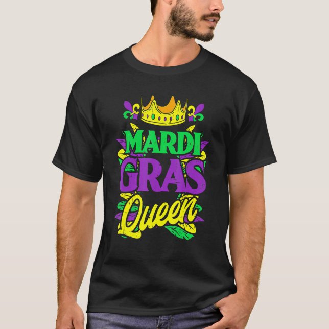 Camiseta Mardi Gras Reina Máscara Fiesta Carnaval de Nueva  (Anverso)