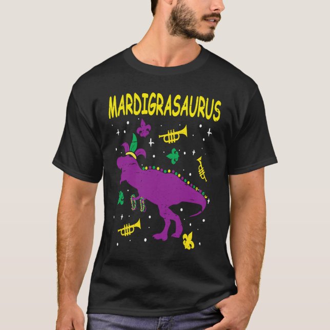 Camiseta Mardi Gras Rex Dinosaur Mardi Grawr Costume B (Anverso)