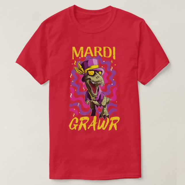 Camiseta Mardi Gras s para niños T-rex Mardi Gras (Diseño del anverso)