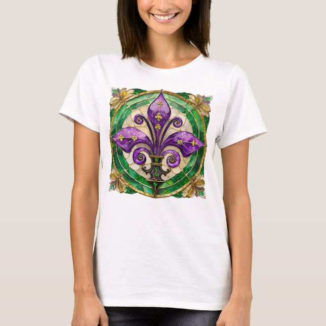 Camiseta Mardi Gras Sained Glass Fleur de lis (Anverso)