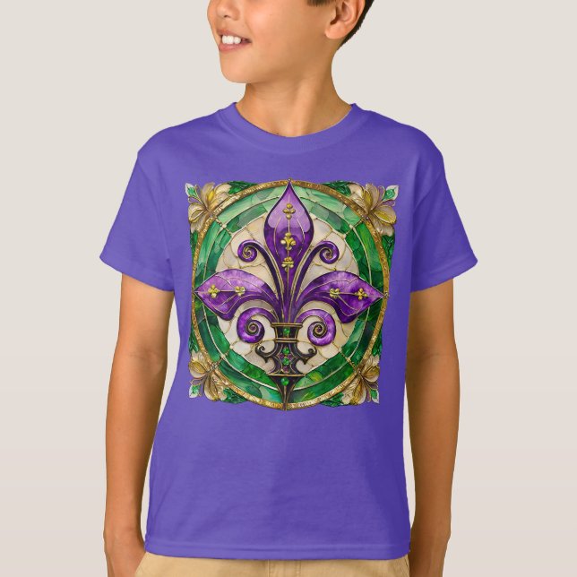 Camiseta Mardi Gras Sained Glass Fleur de lis (Anverso)