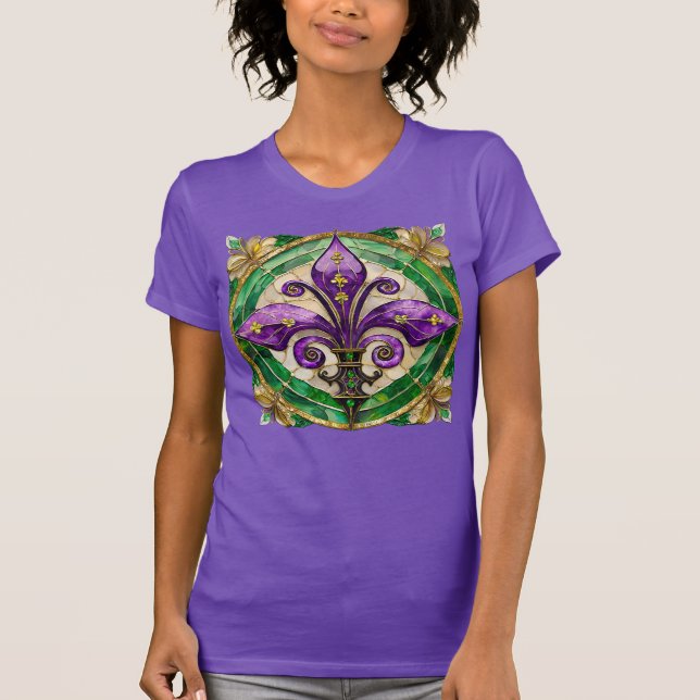 Camiseta Mardi Gras Sained Glass Fleur de lis (Anverso)
