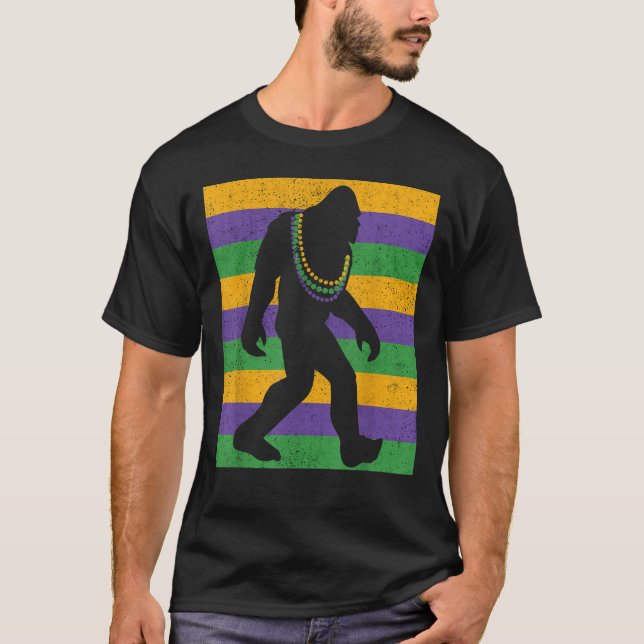 Camiseta Márdi Gras Sasquatch Gracioso Masculino Regalo de  (Anverso)