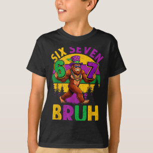 Camiseta Mardi Gras Seis Siete 6 7 Bruh Meme Bigfoot Sasqua
