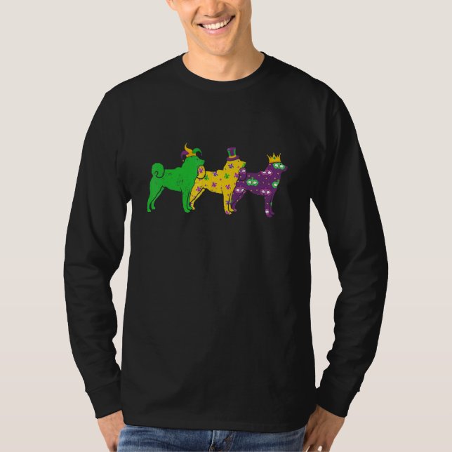 Camiseta Mardi Gras Shiba Inu Beads Festival Jester Gorra (Anverso)