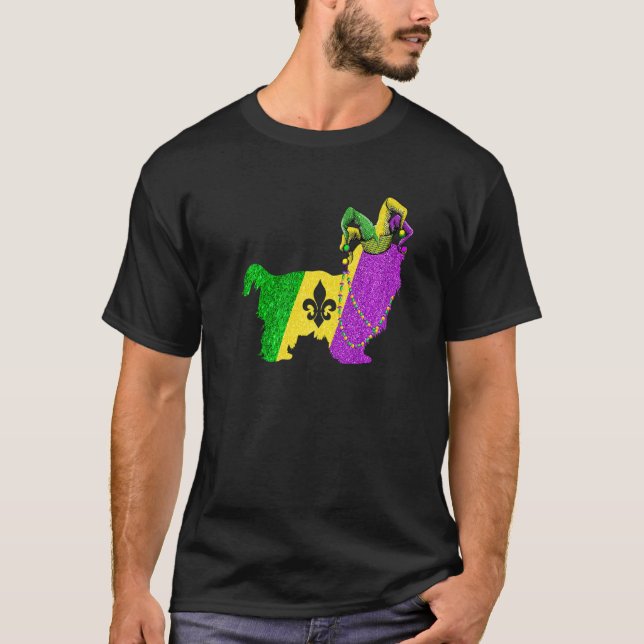Camiseta Mardi Gras Shih Tzu Perro Mardi Gras Gorras (Anverso)