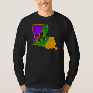 Camiseta Mardi Gras Shirt Fleur De Lis Louisiana Mapa Nuevo