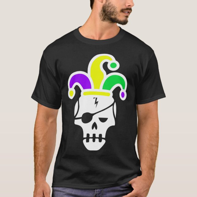 Camiseta Mardi Gras Skull Jester Hat Carnival Mexican Parad (Anverso)