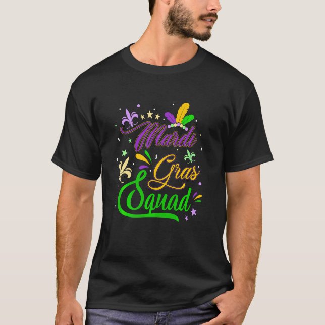 Camiseta Mardi Gras Squad Fleur De Lys Mask Funny Mardi Gra (Anverso)