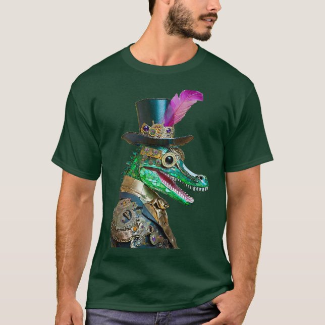 Camiseta Mardi Gras Steampunk Fiesta Animal Alligator (Anverso)