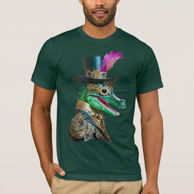 Camiseta Mardi Gras Steampunk Fiesta Animal Alligator (Anverso)