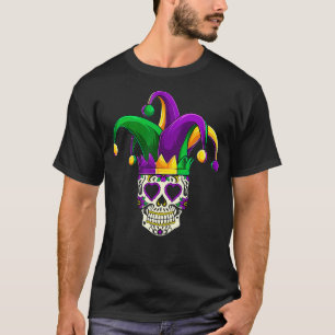 Camiseta Mardi Gras Sugar Skull Jester Costume , Women Man 