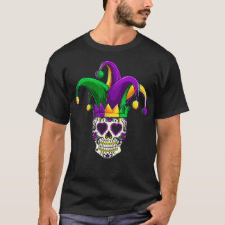 Camiseta Mardi Gras Sugar Skull Jester Costume , Women Man