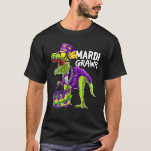 Camiseta Mardi Gras T Rex Dinosaurios cuentas Drum Funny Su