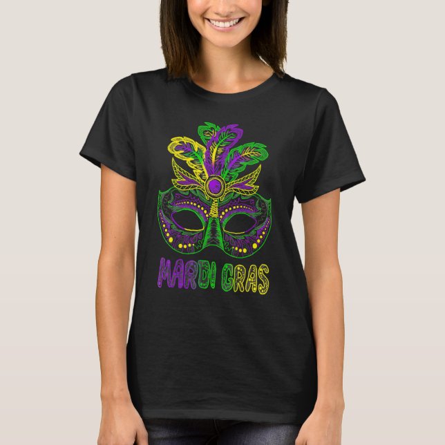 Camiseta Mardi Gras T Shirt Mardi Gras 2023 Beads Mask Feat (Anverso)