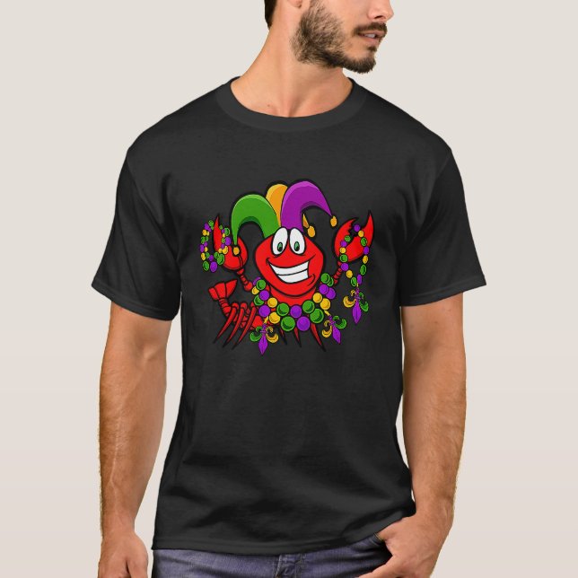 Camiseta Mardi Gras Tee Jester Lobster Crayfish Fa (Anverso)