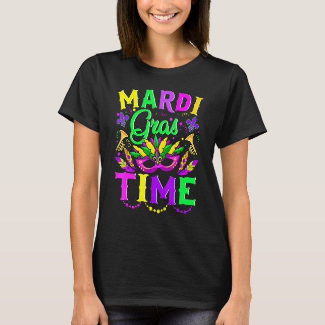Camiseta Mardi Gras Time Feathered Krewes Mask Mardi Gras 1 (Anverso)