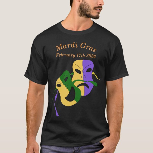 Camiseta Mardi Gras Tragedy Comedy Mask (Anverso)