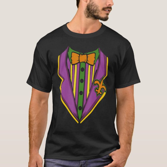Camiseta Mardi Gras Tuxedo Costume Carnival Parade Masquera (Anverso)